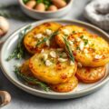 Aardappelplakjes met knoflook en kaas