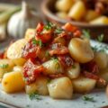 Aardappelschotel met prei en spekjes