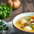 Aardappelsoep van bottenbouillon