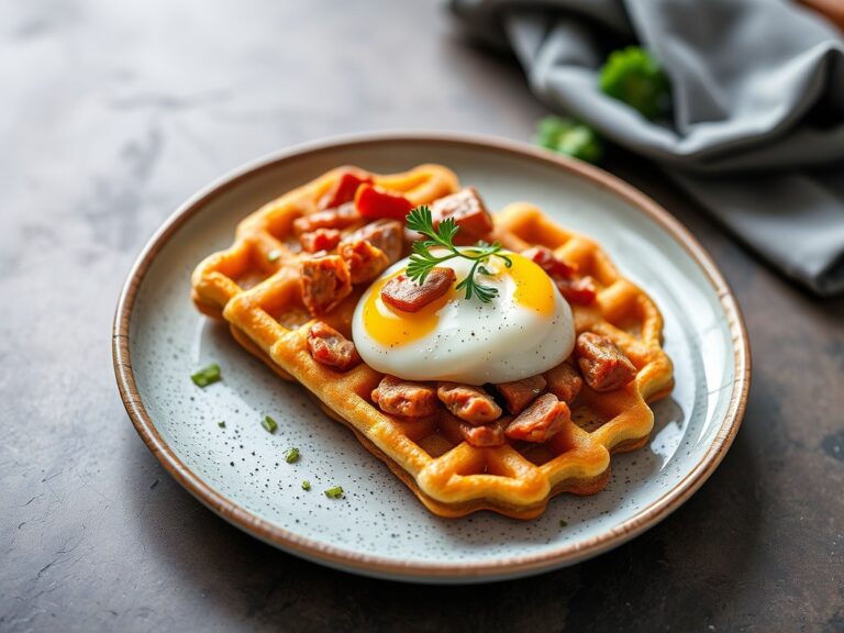 Aardappelwafels met chorizosalade — AI-gegenereerde illustratie