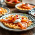 Aardappelwafeltjes met zalm