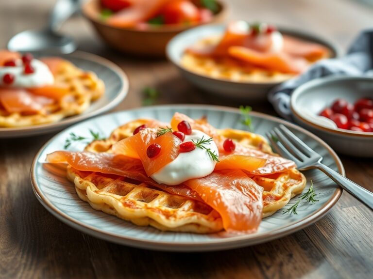 Aardappelwafeltjes met zalm