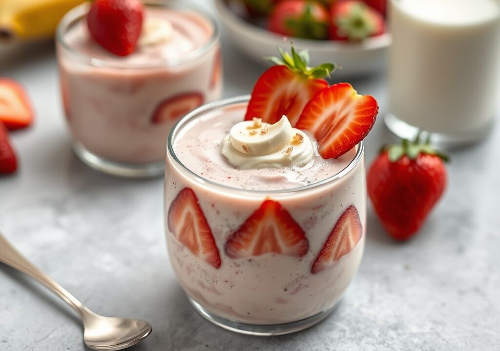 Aardbei Banaan Smootie — AI-gegenereerde illustratie