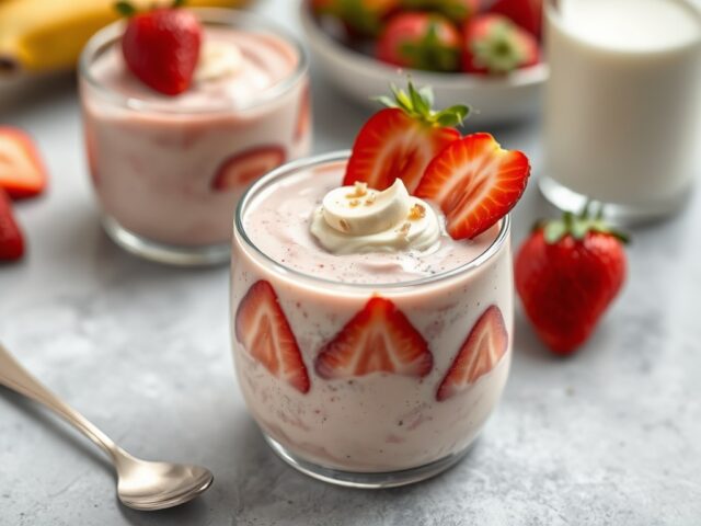 Aardbei Banaan Smootie — AI-gegenereerde illustratie