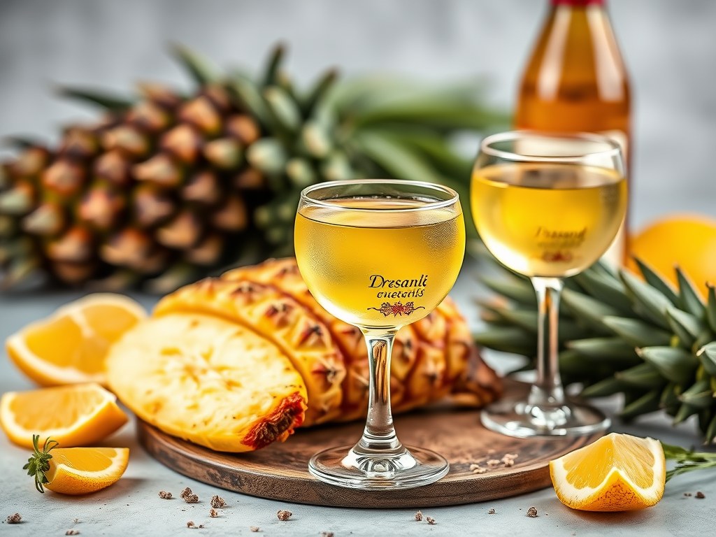 Ananas met pastis, AI-gegenereerde illustratie