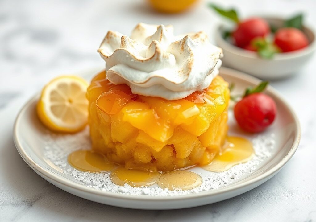 Ananascompote met meringuetopping — AI-gegenereerde illustratie