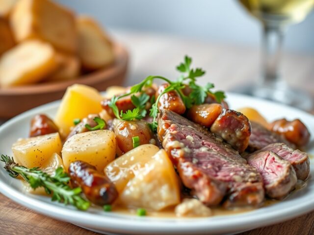 Andijviesalade met steak — AI-gegenereerde illustratie