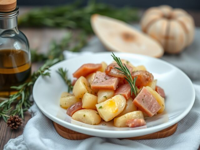 Andijviestamppot met olijven en ham — AI-gegenereerde illustratie