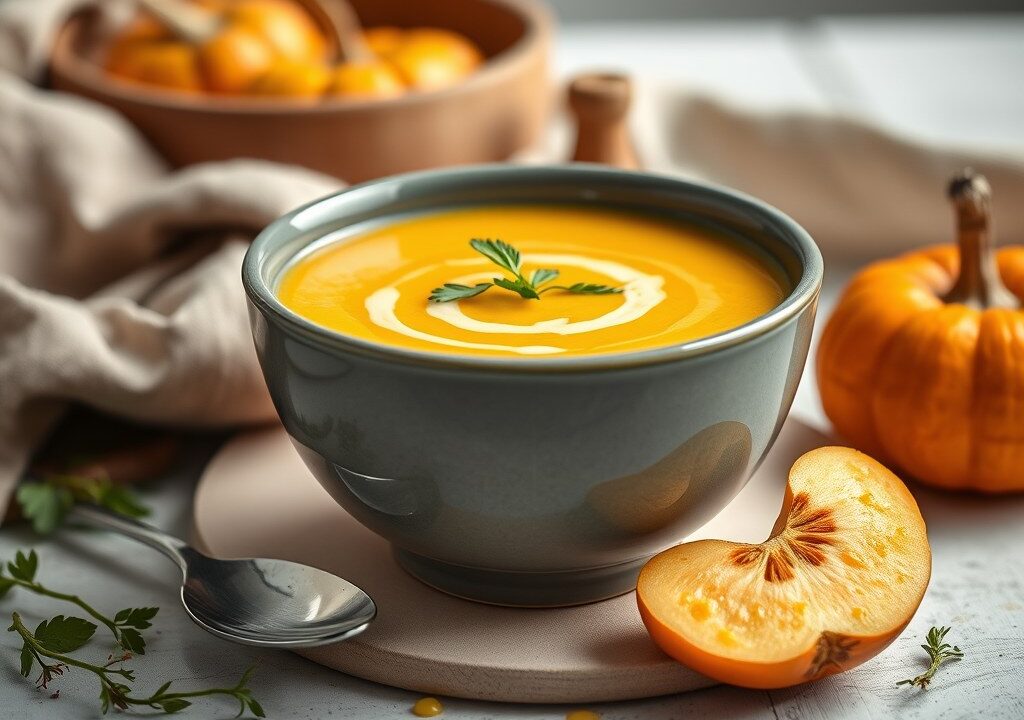 Appel – Pompoen Soep — AI-gegenereerde illustratie