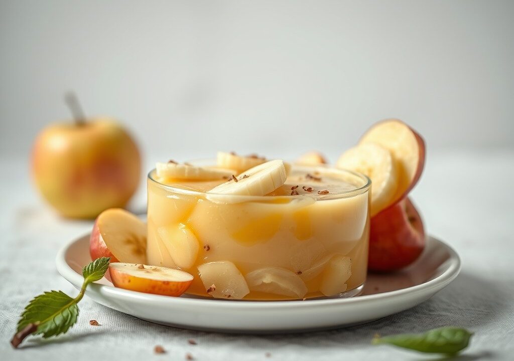 Appel, banaan en peersapje — AI-gegenereerde illustratie