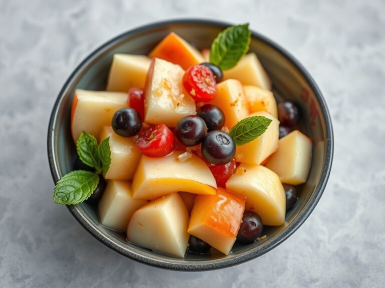 Appel en papaja fruit salade — AI-gegenereerde illustratie
