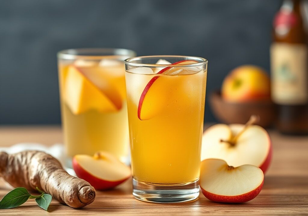 Appeldrank met gember (alcoholisch) — AI-gegenereerde illustratie
