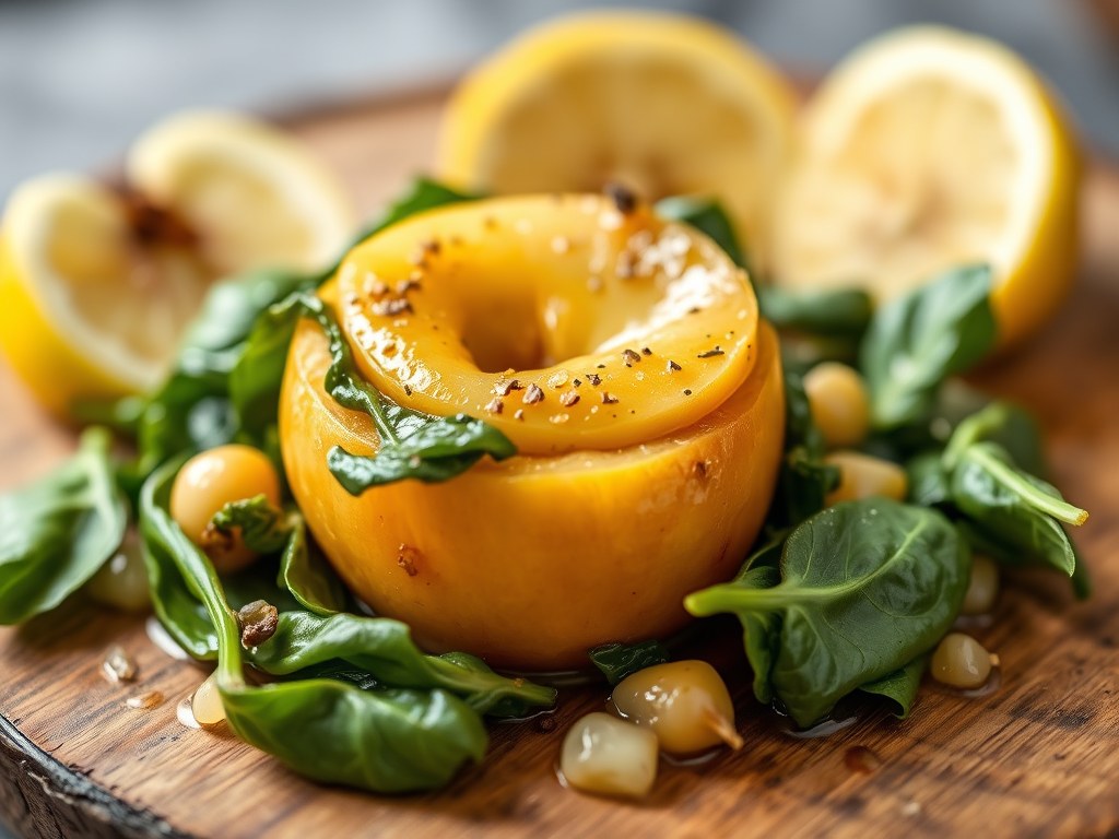 Appels gevuld met spinazie, AI-gegenereerde illustratie