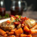 Aromatisch stoofpotje van kip in rode wijn