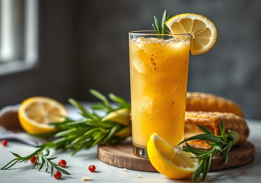 Asperge -ananas cocktail, AI-gegenereerde illustratie