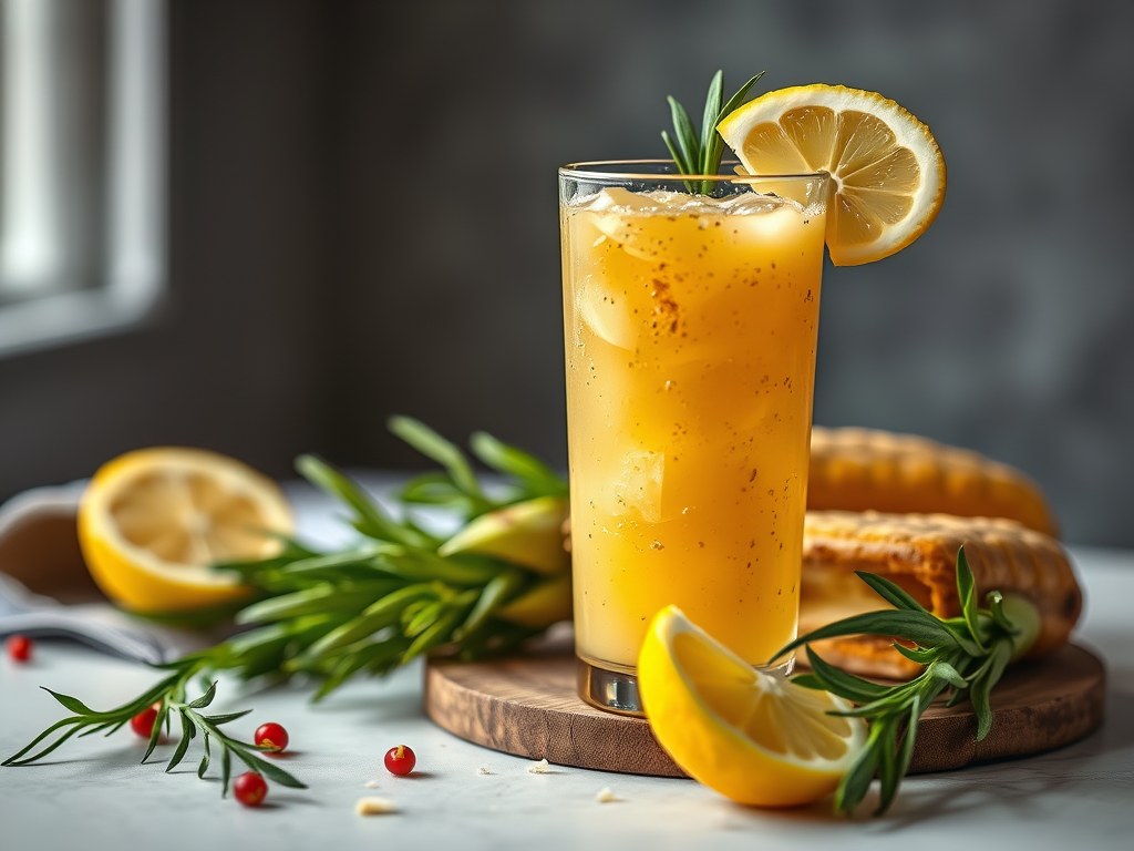 Asperge -ananas cocktail, AI-gegenereerde illustratie