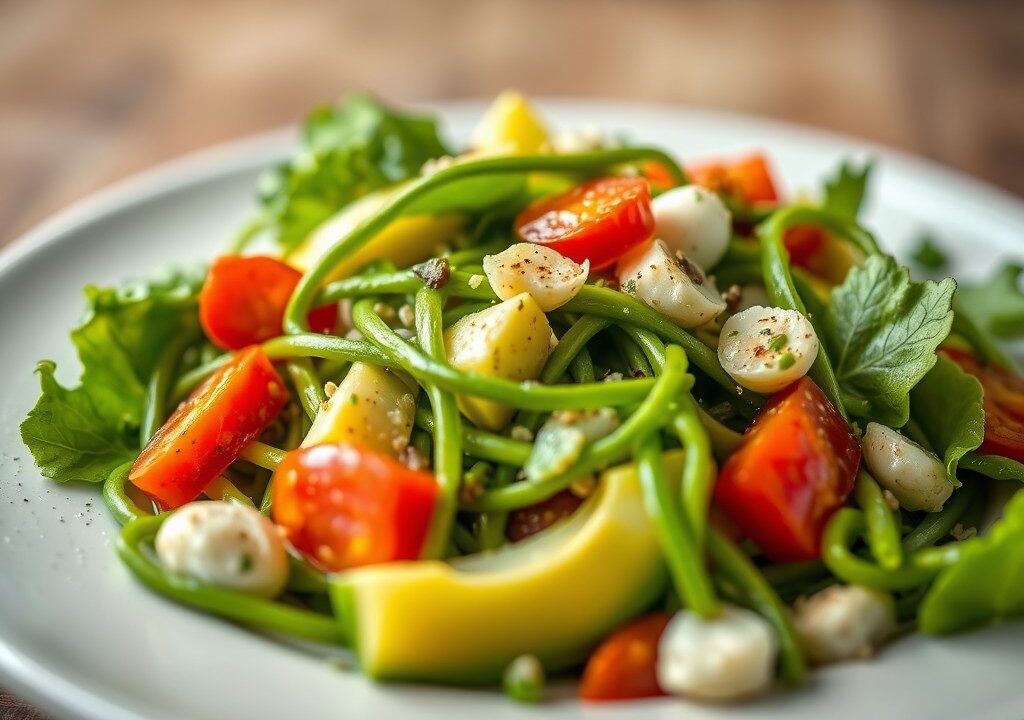 Asperge-avocado salade, AI-gegenereerde illustratie