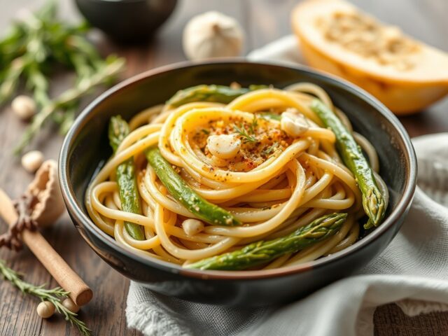 Asperges en Doperwtjes met Pasta — AI-gegenereerde illustratie