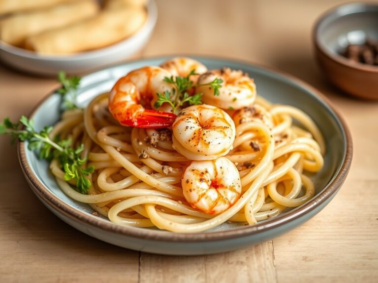 Asperges met garnalen en zeekraal — AI-gegenereerde illustratie