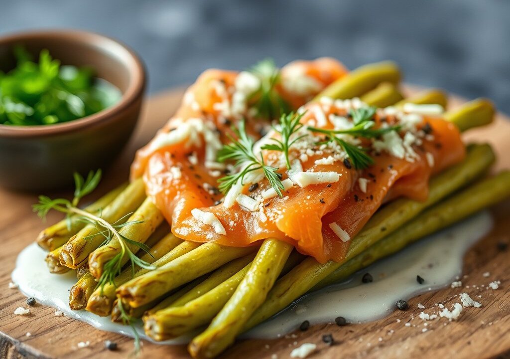 Asperges met zalm — AI-gegenereerde illustratie