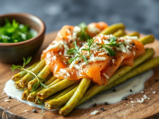 Asperges met zalm — AI-gegenereerde illustratie