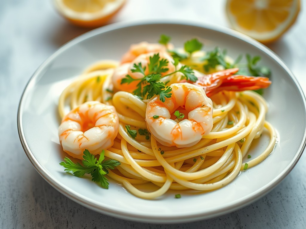 Aspergesalade met Garnalen, AI-gegenereerde illustratie