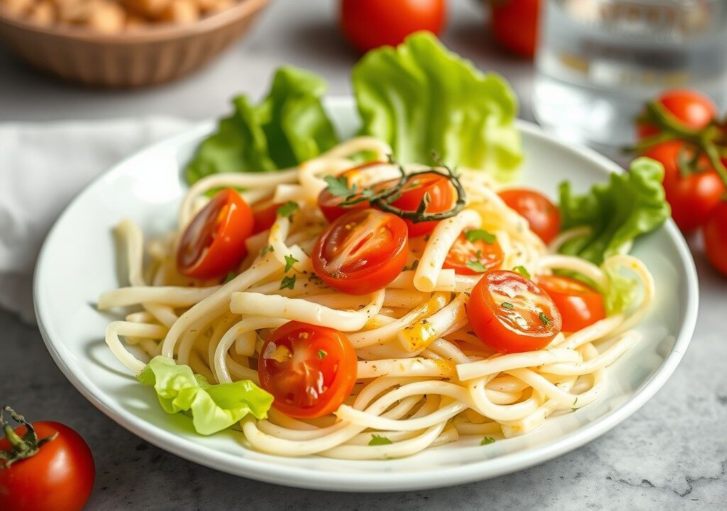 Aspergeslaatje met vinaigrette, AI-gegenereerde illustratie