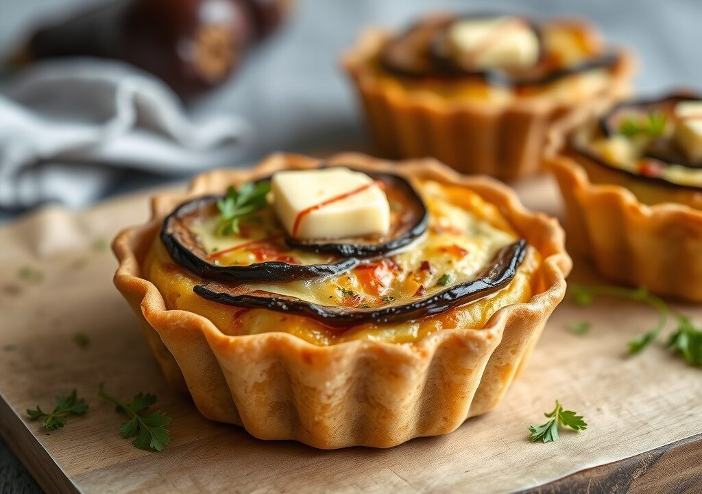 Aubergine Quiche in een Paté Brisée — AI-gegenereerde illustratie