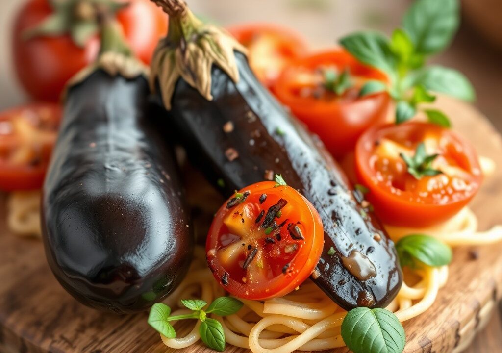 Aubergine, Tomaat en Parmezaan van de Grill — AI-gegenereerde illustratie