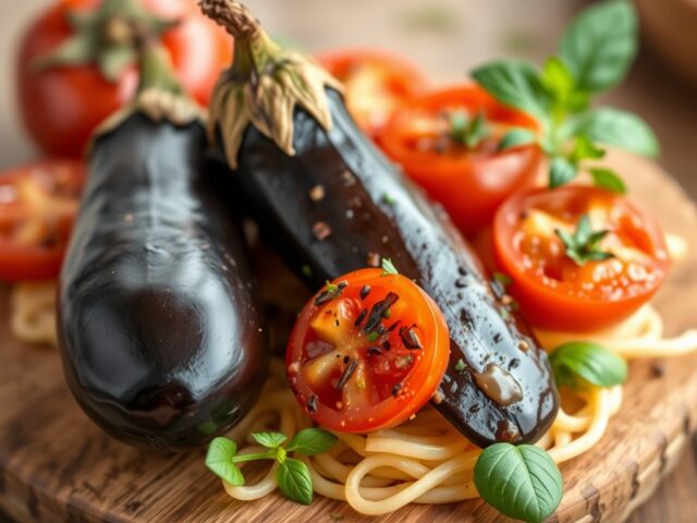 Aubergine, Tomaat en Parmezaan van de Grill — AI-gegenereerde illustratie