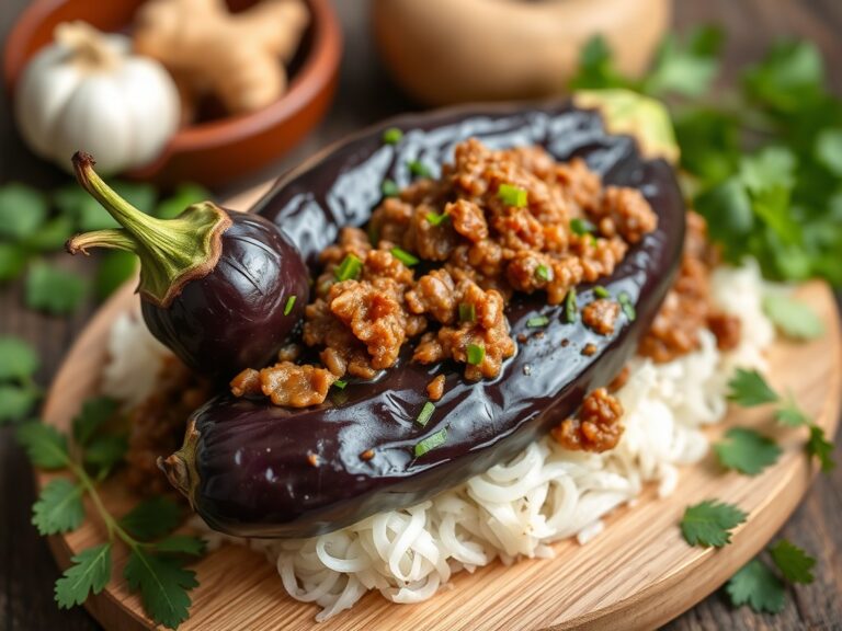 Aubergines met Gehakt-Saus