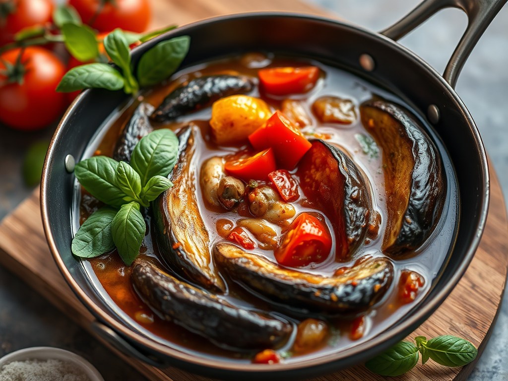 Auberginesoep, AI-gegenereerde illustratie
