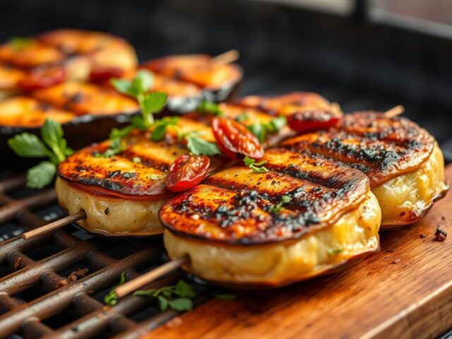 Auberginespies met krielaardappeltjes — AI-gegenereerde illustratie