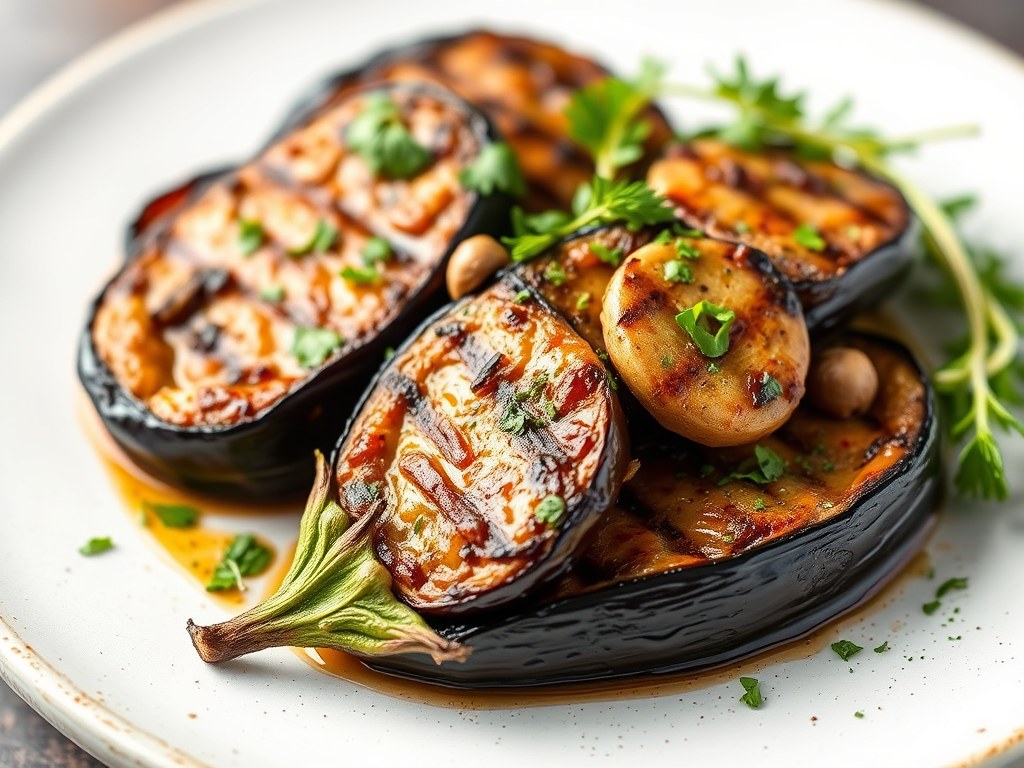 Auberginetorentjes, AI-gegenereerde illustratie