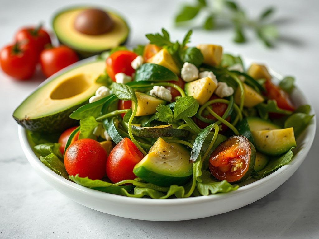 Avocadosalade, AI-gegenereerde illustratie