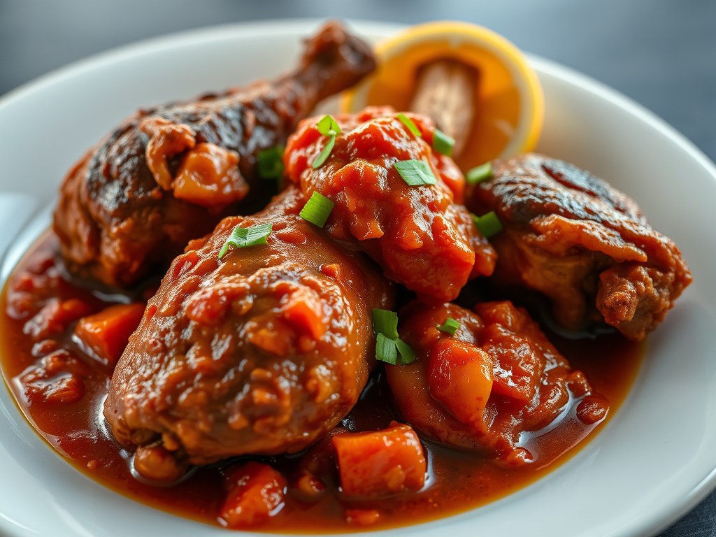 Ayam Bogor met Sambal Tomaat, AI-gegenereerde illustratie