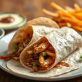 Aziatische wrap gevuld met bami/ nasi met babi pangang