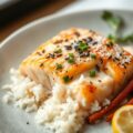 Aziatische zalm en bimi uit de oven