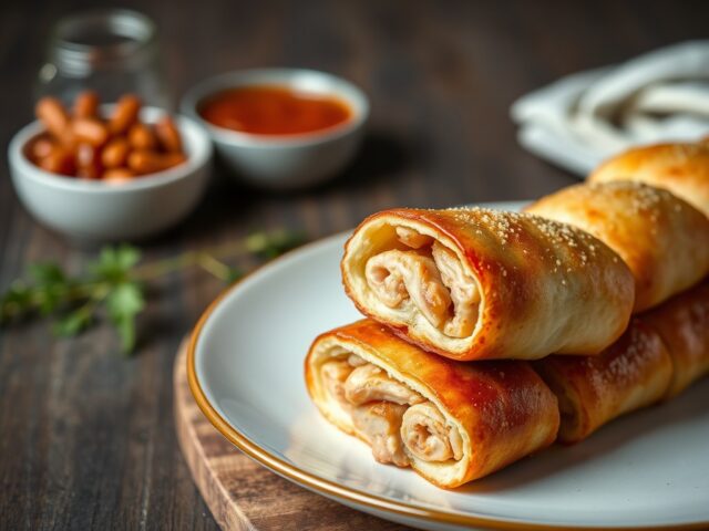 Baconrolletjes met zoete kip — AI-gegenereerde illustratie