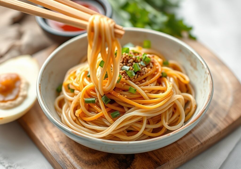 Bami met Sesam – Katjang Saus — AI-gegenereerde illustratie