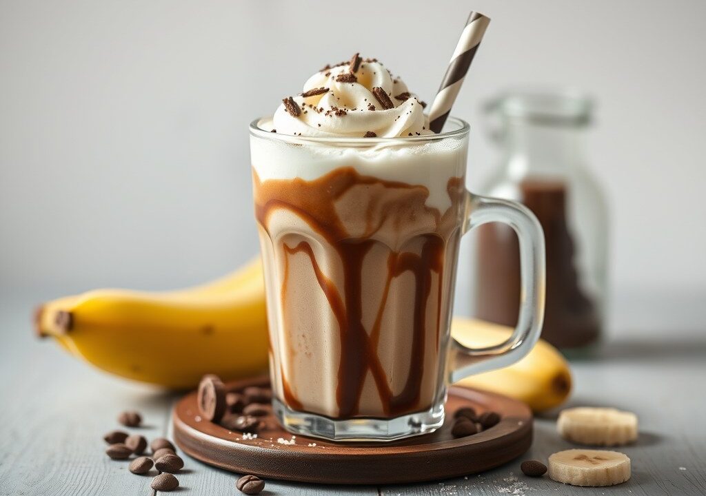 Banaan-chocolade milkshake — AI-gegenereerde illustratie