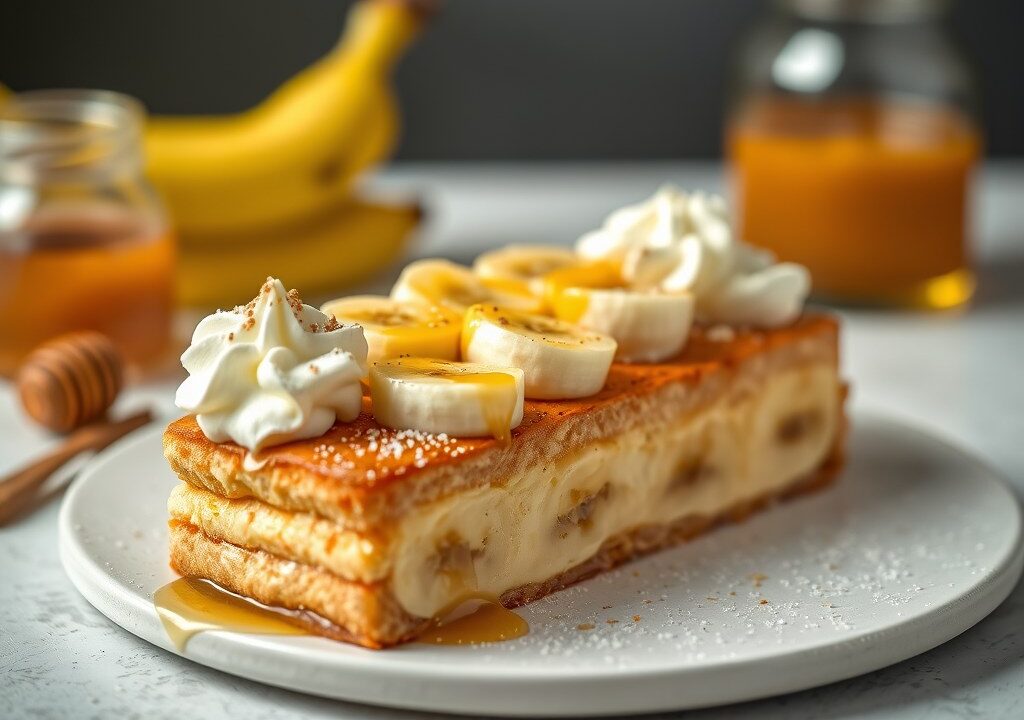 Bananen-kwarkroomtaart — AI-gegenereerde illustratie