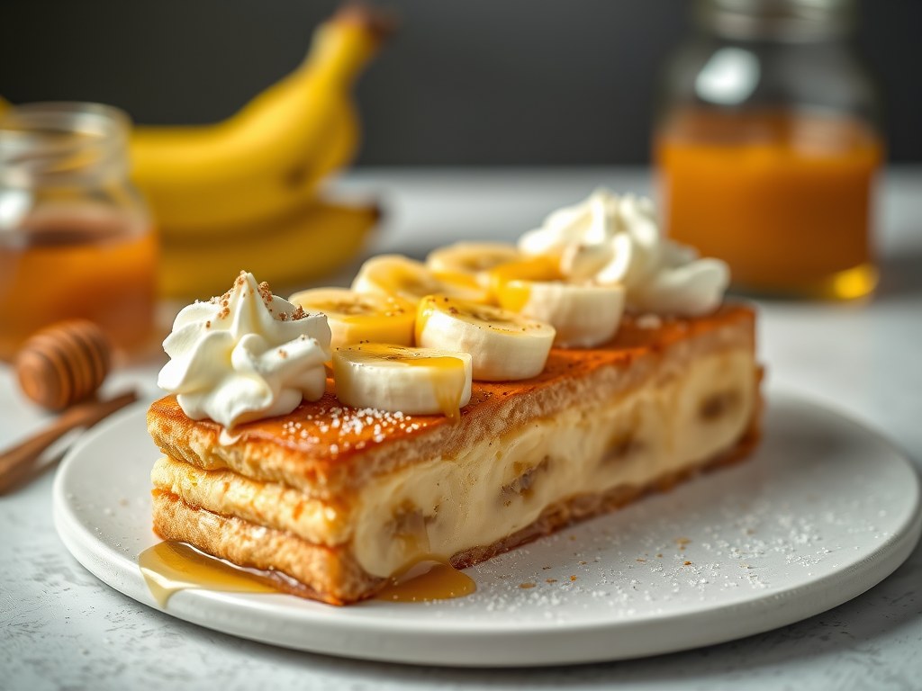 Bananen-kwarkroomtaart, AI-gegenereerde illustratie