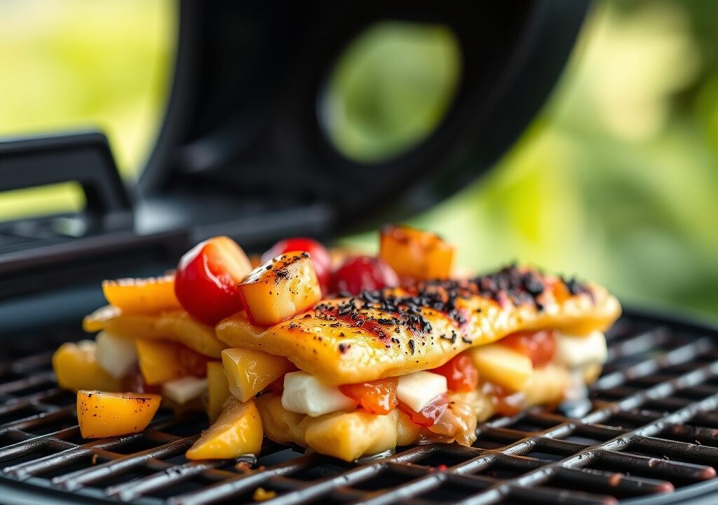 Barbecuedessert ’tropical’ — AI-gegenereerde illustratie