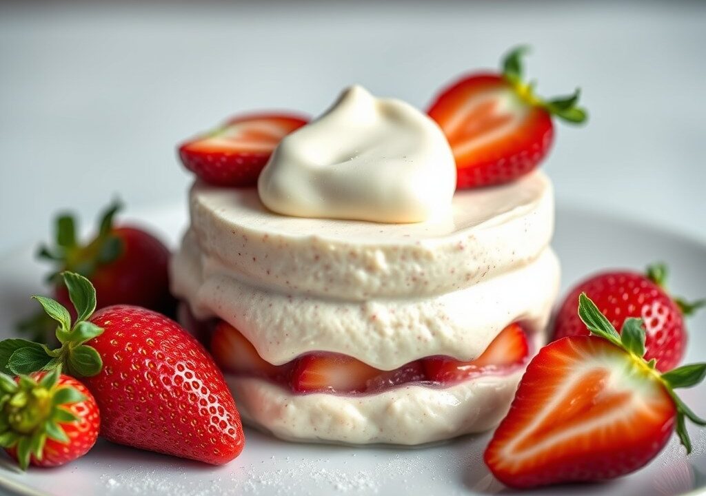 Bavarois van aardbei, AI-gegenereerde illustratie
