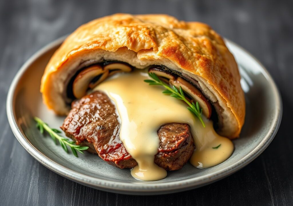 Beef Wellington met Béarnaise Saus, AI-gegenereerde illustratie