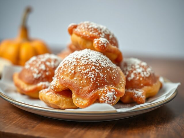 Beignets van pompoen met gerookte forel — AI-gegenereerde illustratie