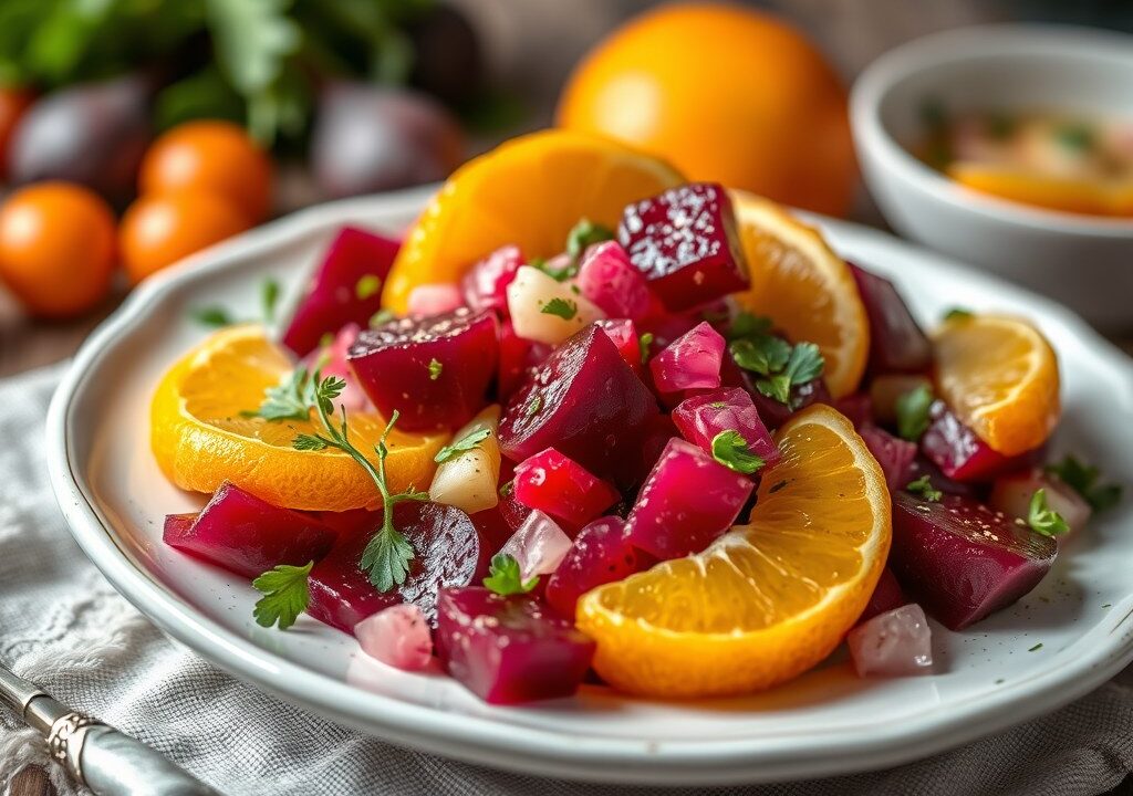 Bietensalade met Sinaasappel, AI-gegenereerde illustratie