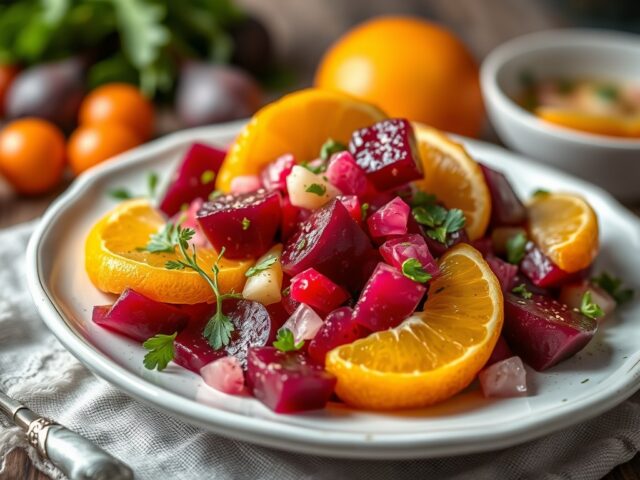 Bietensalade met Sinaasappel — AI-gegenereerde illustratie