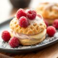 Biscuitrol met frambozenroom